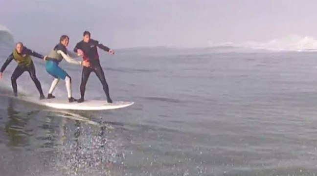 Du surf en tridem à Hossegor