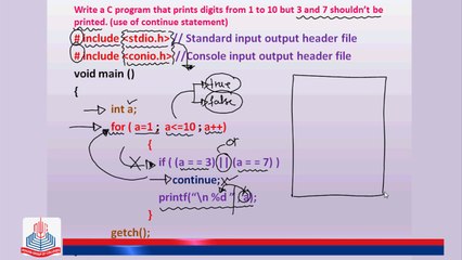 C Program: Write a C program that prints digits from 1 to 10 but 3 and 7 shouldn't be printed (use of continue statement).