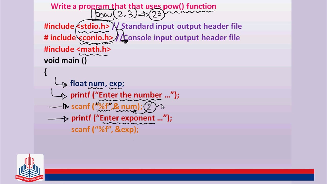 C Program: Write a program that uses pow( ) function.