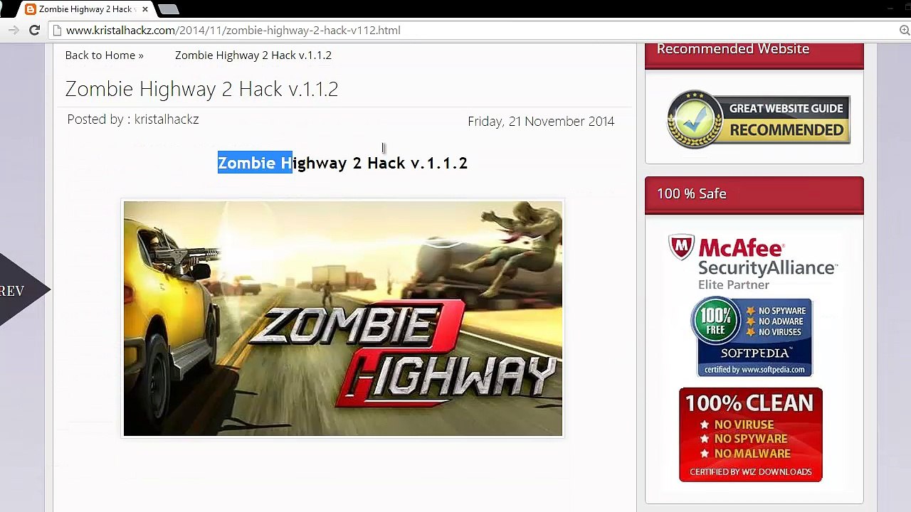 Zombie 2 Highway Hack
