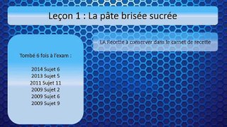 CAP Pâtisserie - Leçon 1 : La pâte brisée sucrée