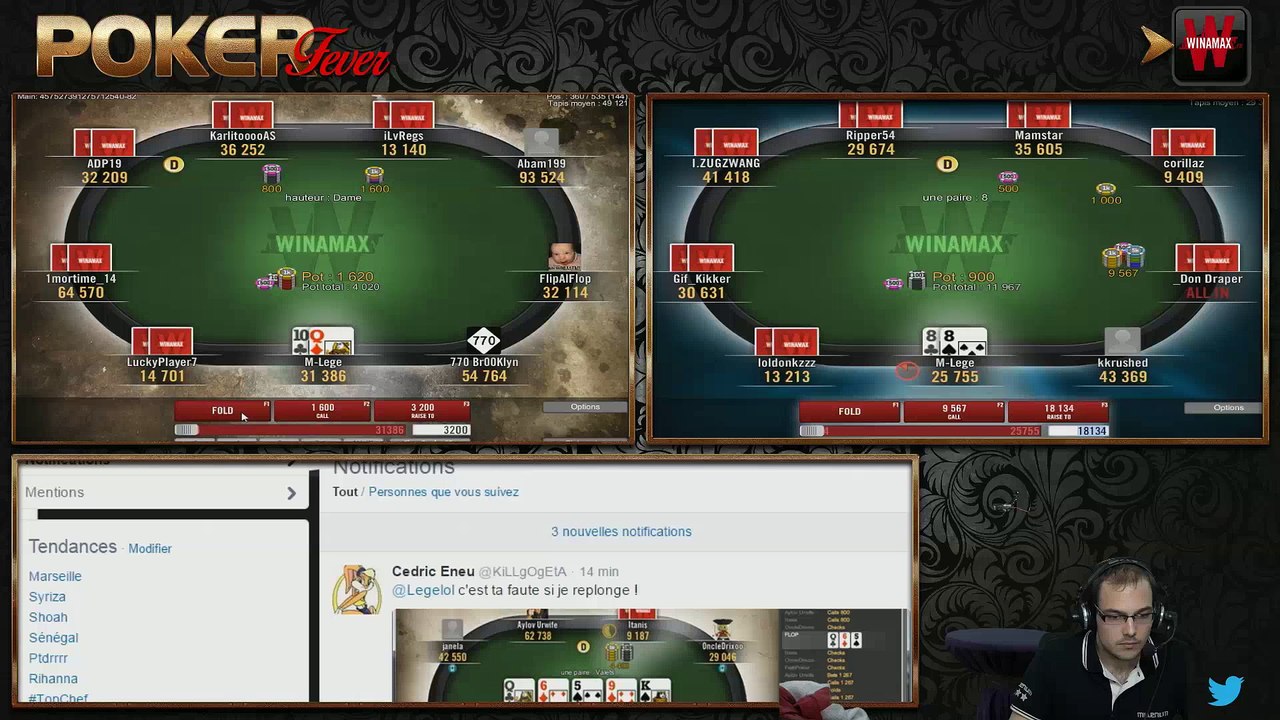 Best off : Lege tente de remonter sommet d'un tournoi Winamax