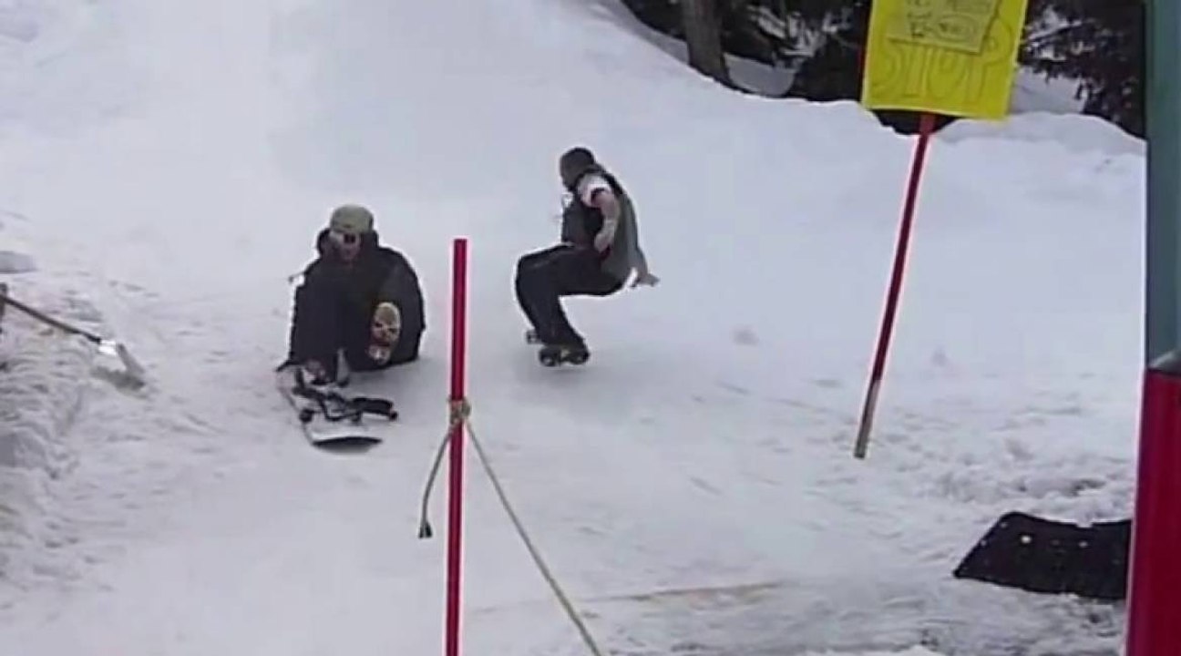 Funny ski lift fail on a snowboard (ORIGINAL) Vidéo Dailymotion