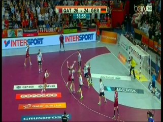 جزء من مباراة قطر وألمانيا في مونديال اليد