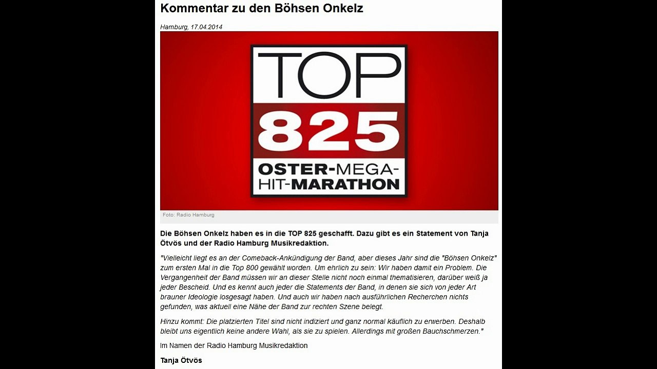 Böhse Onkelz #2 Ansagen auf Radio Hamburg - Oster Mega Hit Marathon #Bauchschmerzen
