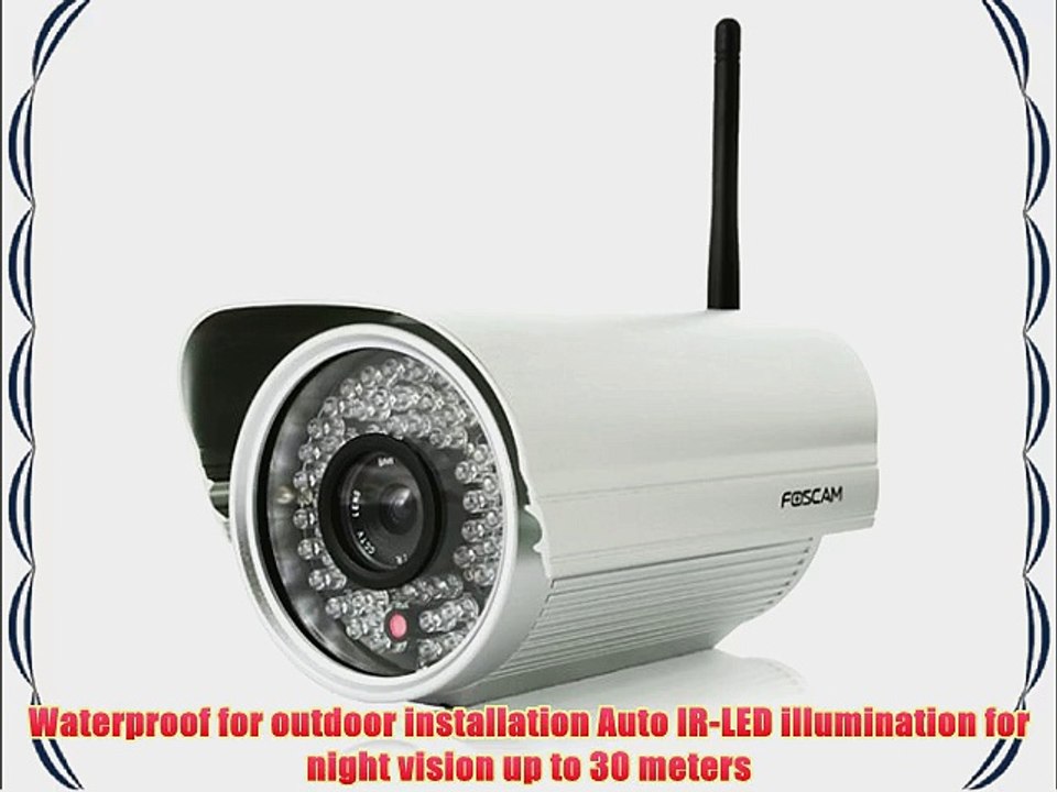 Foscam FI8905W Outdoor Wireless/Wired IP Camera with 4mm Lens (50 Viewing Angle) 100ft Nightvision