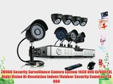 ZMODO Security Surveillance Camera System 16CH DVR 8x 600TVL Night Vision Hi-Resolution Indoor/Outdoor