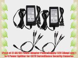 (Pack of 2) AC/DC Power Adapter Power Supply (12V 3Amp) and 1 to 4 Power Splitter for CCTV