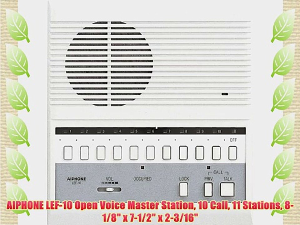 AIPHONE LEF-10 Open Voice Master Station 10 Call 11 Stations 8-1/8 x 7-1/2 x 2-3/16