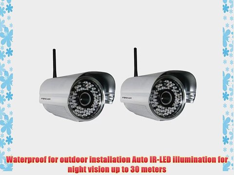 2 Pack - Foscam FI8905W Outdoor Wireless/Wired IP Camera Waterproof with 30 Meter Night Vision