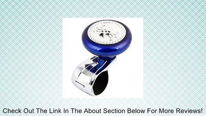 Skull Shape Blue Plastic Steering Wheel Knob Metal Handle Silver Tone Review
