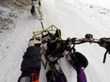 Petite neige en montagne bourbonnaise. Drift en kart avec 14 chiens de traineau.