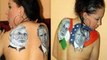Actress Nataliya Kozhenova went topless to get Modi-Obama painted on her back