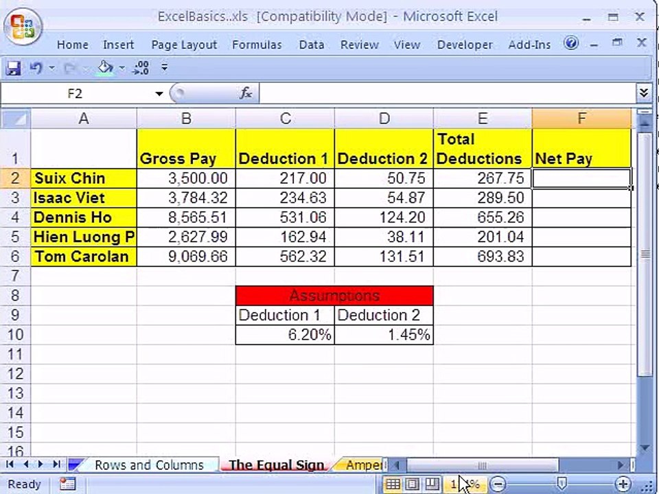 ---Excel Basics #3- Formulas w Cell References