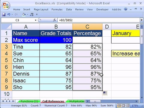 -Excel Basics #8- Cell References Relative -u0026 Absolute