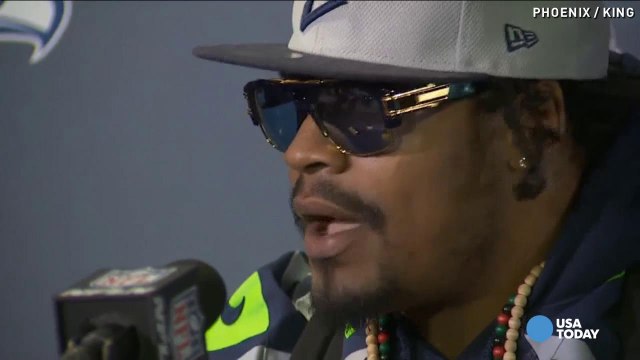 Marshawn Lynch lectures media