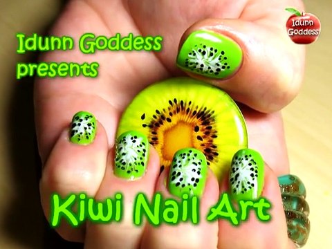 Kiwi Nail Art - Easy Nail Art Tutorial - Green Nails Art Manicure