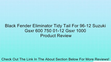 Black Fender Eliminator Tidy Tail For 96-12 Suzuki Gsxr 600 750 01-12 Gsxr 1000 Review