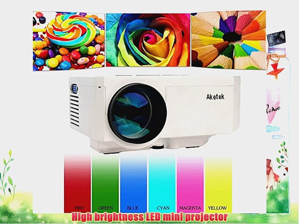 Aketek? Mini Led Projector HDMI Home Theater LED Projector Support HDMI VGA AV USB HDMI Portable