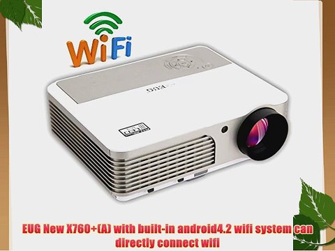 EUG X760 (A) New Android4.2 Bulit-in Wifi 3D Full HD LED Home Office Projector Multimedia LCD