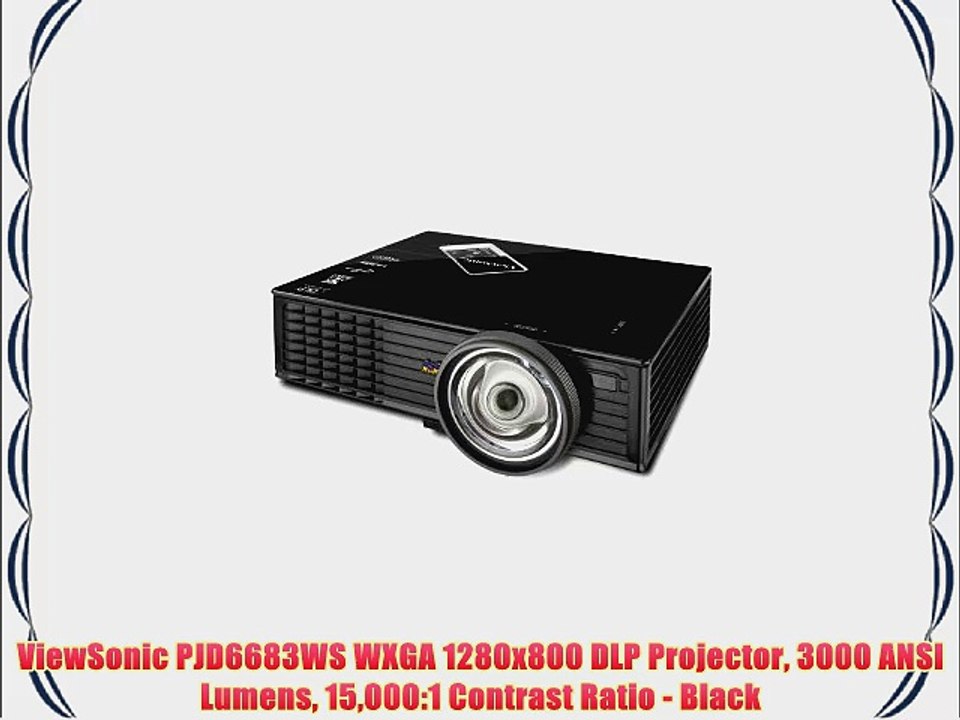ViewSonic PJD6683WS WXGA 1280x800 DLP Projector 3000 ANSI Lumens 15000:1 Contrast Ratio - Black