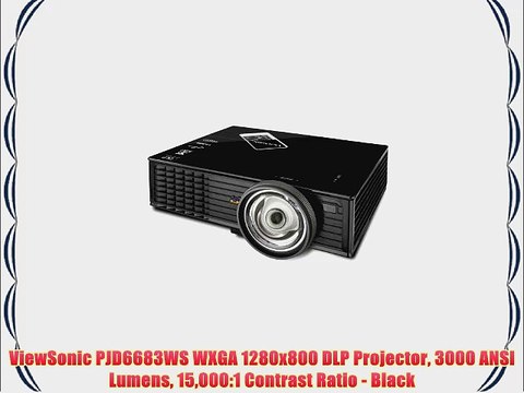 ViewSonic PJD6683WS WXGA 1280x800 DLP Projector 3000 ANSI Lumens 15000:1 Contrast Ratio - Black