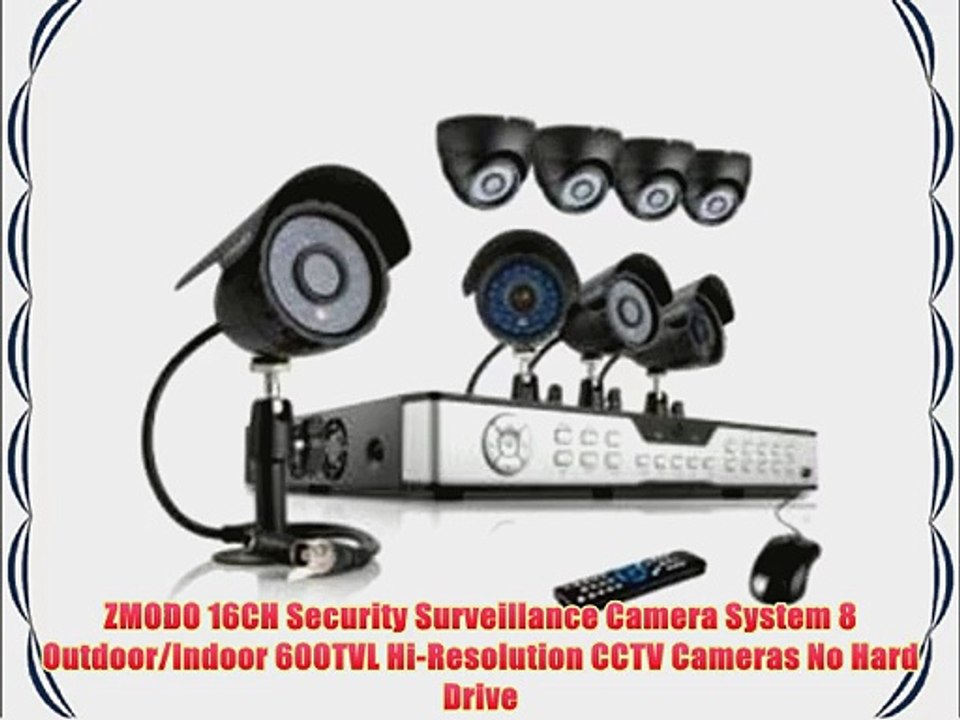 ZMODO 16CH Security Surveillance Camera System 8 Outdoor/Indoor 600TVL Hi-Resolution CCTV Cameras