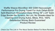 Waffle Weave Microfiber 400 GSM Heavyweight Performance Pro Drying Towel For Auto Detail-80/20 Split-Maximum Absorption-Easy Wring-16