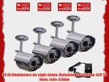 VideoSecu 4 Pack Day Night IR Infrared Audio Outdoor Bullet Security Cameras Built-in Microphone
