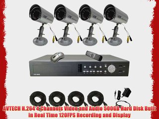 Video herunterladen: CIB R401H60W500G8753 4CH Security Surveillance DVR Four CCD Bullet Cameras KI...