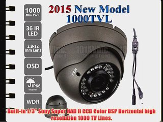 12 Pack 101AV 1000TVL Dome Security Camera 2.8-12mm Varifocal Lens 1/3 SONY Super HAD II CCD