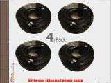 4 Pack UL Listed 100 ft Feet Video Power Cables Security Camera Extension Wires Cords with