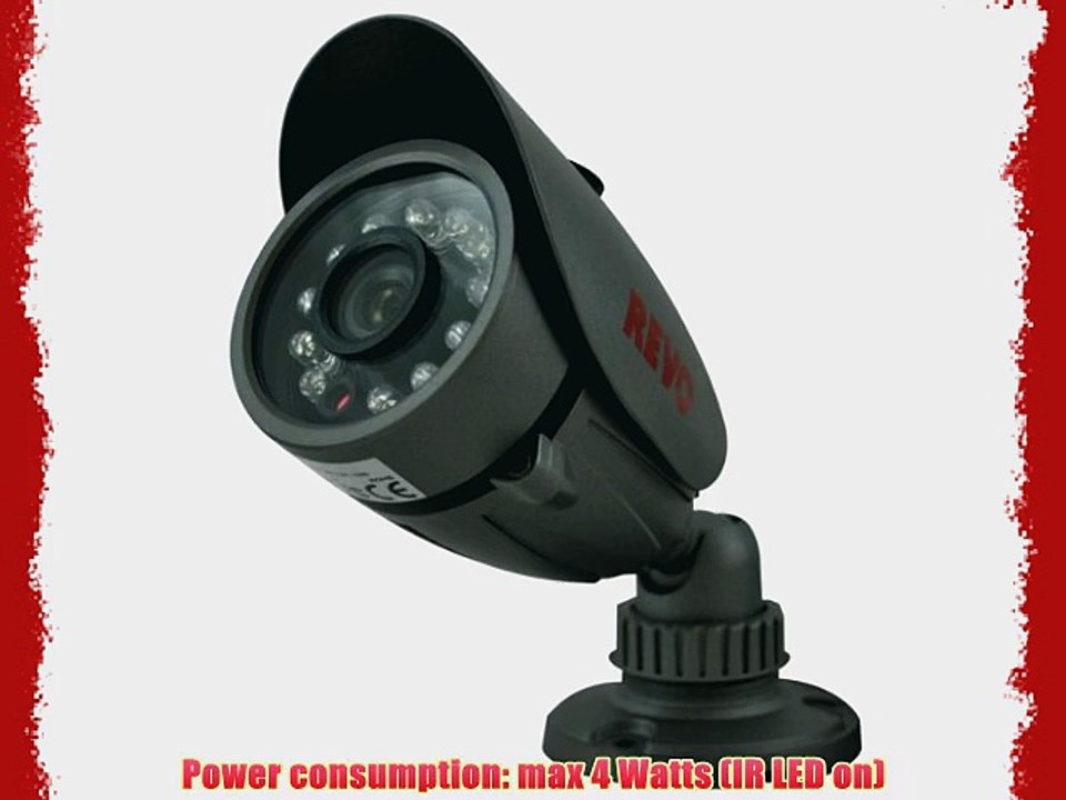 Revo RCBS12-2 Indoor/Outdoor Bullet 600TVL Super High Resolution Camera - RJ12/BNC Type 33-Feet