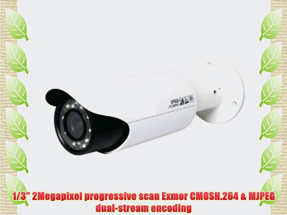 DA 2 Megapixel 0.2/0Lux 1/3 Sony Exmor CMOS Progressive 3.3-12mm AVF 20m IR Bullet IP Camera: