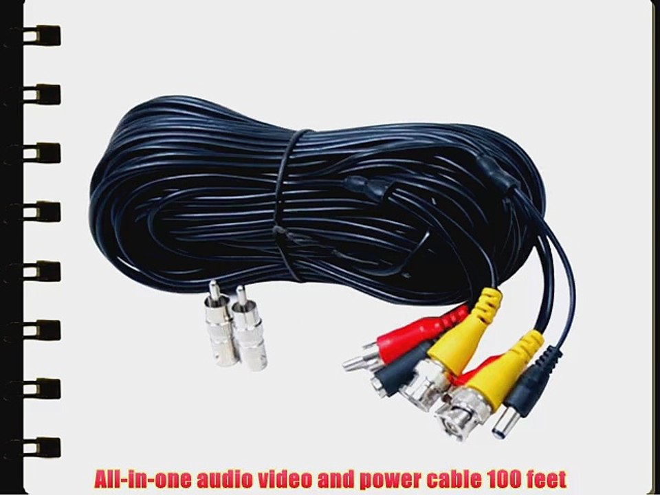 VideoSecu 8 Pack 100ft Feet Surveillance BNC Video RCA Audio Cables CCTV CCD Security Camera