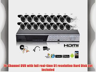 iPower Security SCCMBO0013 16-Channel Full D1 DVR Security Surveillance System with 16 850TVL