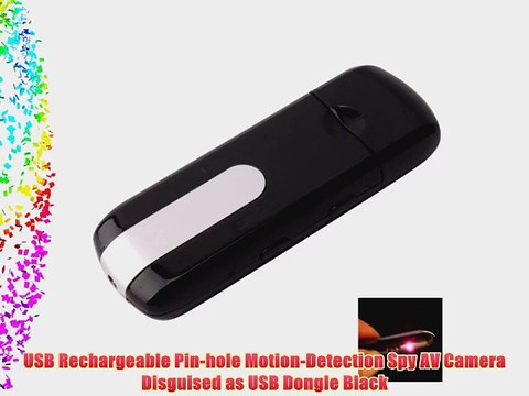 USB Rechargeable Pin-hole Motion-Detection Spy AV Camera Disguised as USB Dongle Black