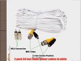 VideoSecu 2 Pack 50 Feet Video Power CCTV Security Camera Cables with BNC RCA Connectors C3E