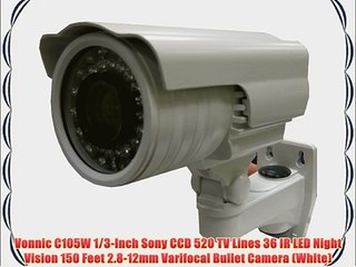 Vonnic C105W 1/3-Inch Sony CCD 520 TV Lines 36 IR LED Night Vision 150 Feet 2.8-12mm Varifocal