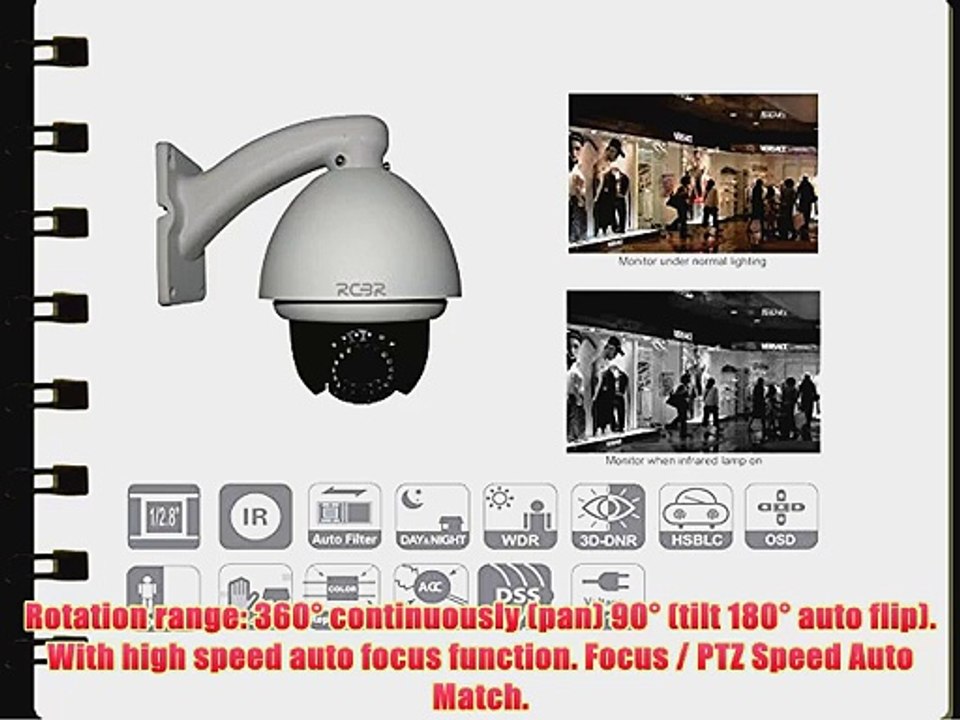 IntelliSecu 7 High Speed. 700TVL. 27x Optical Zoom. Analog. Pan Tilt Zoom Security Dome Camera