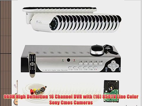 GW Security 16 Channel 960H Security Camera DVR System with 16 x 850 TVL Cameras and Pre-Installed