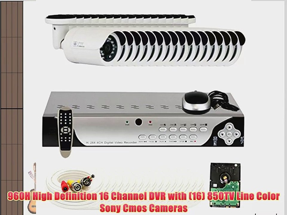 GW Security 16 Channel 960H Security Camera DVR System with 16 x 850 TVL Cameras and Pre-Installed