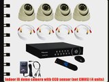 Smart Security Club 4CH D1 DVR with 4 Night Vision Indoor CCD (not CMOS) Dome CCTV Cameras