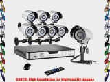 ZMODO Outdoor 600TVL Surveillance Camera System 8CH Video DVR with 8 Day/Night High Resolution