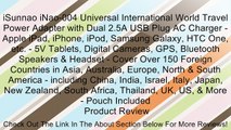 iSunnao iNao-004 Universal International World Travel Power Adapter with Dual 2.5A USB Plug AC Charger - Apple iPad, iPhone, iPod, Samsung Galaxy, HTC One, etc. - 5V Tablets, Digital Cameras, GPS, Bluetooth Speakers & Headset - Cover Over 150 Foreign Coun