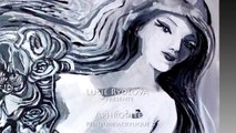Aphrodite peinture de nue en acrylique noir et blanc de rydlova lucie | peinture disponible