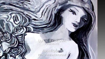 Aphrodite peinture de nue en acrylique noir et blanc de rydlova lucie | peinture disponible