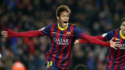 Neymar scores two goals in La Liga against Villarreal 2013/14 (2-1)