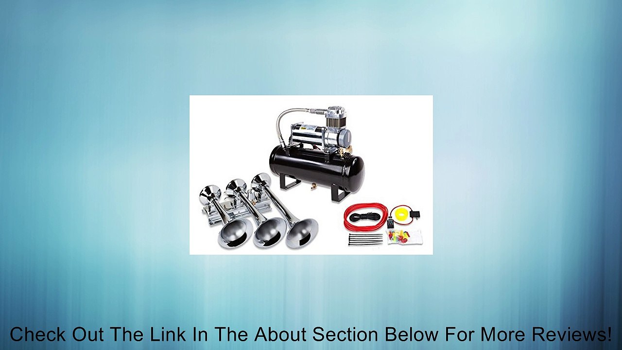 3 Train Horns Complete Kit 150 PSI Onboard Air System w/ 2 Gallon Tank Review