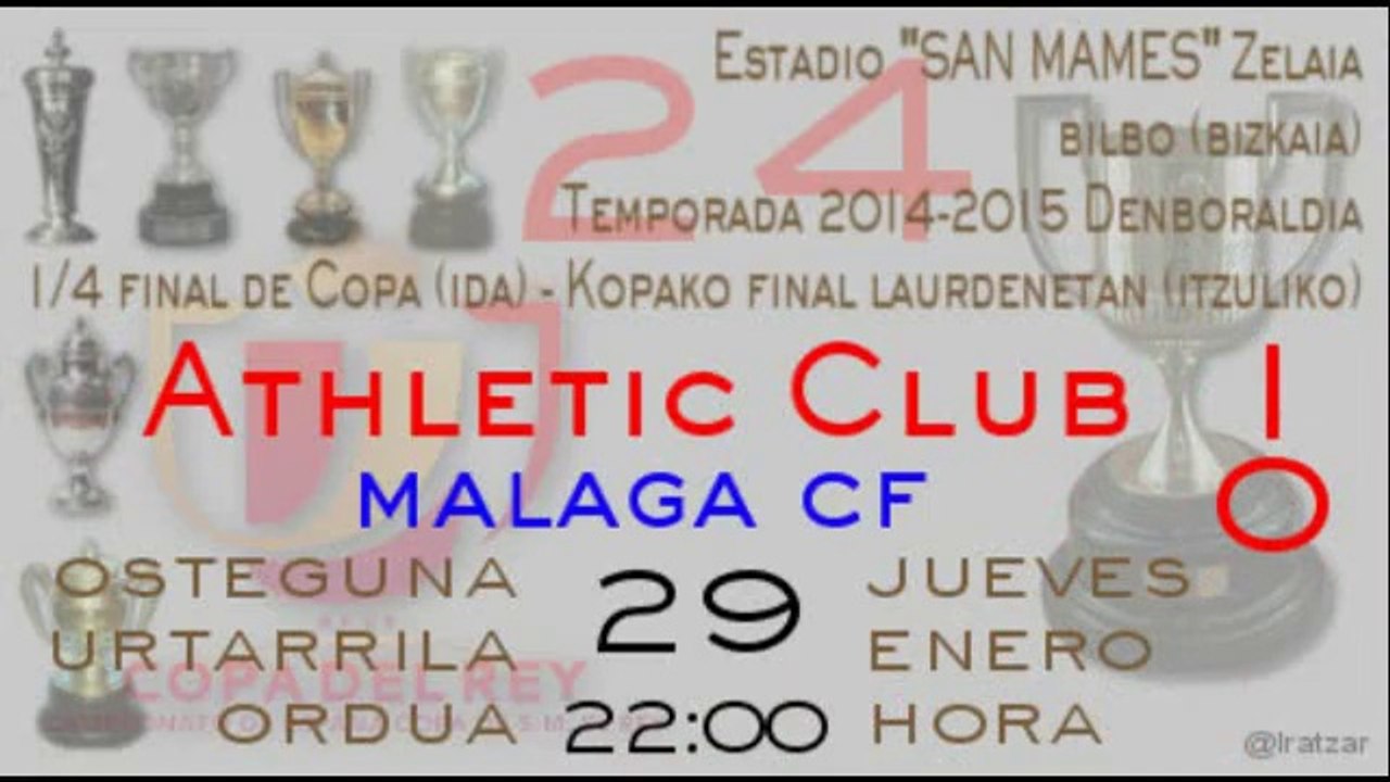 1/4 Copa (vuelta): Athletic 1 - Málaga CF 0 (29/01/15)